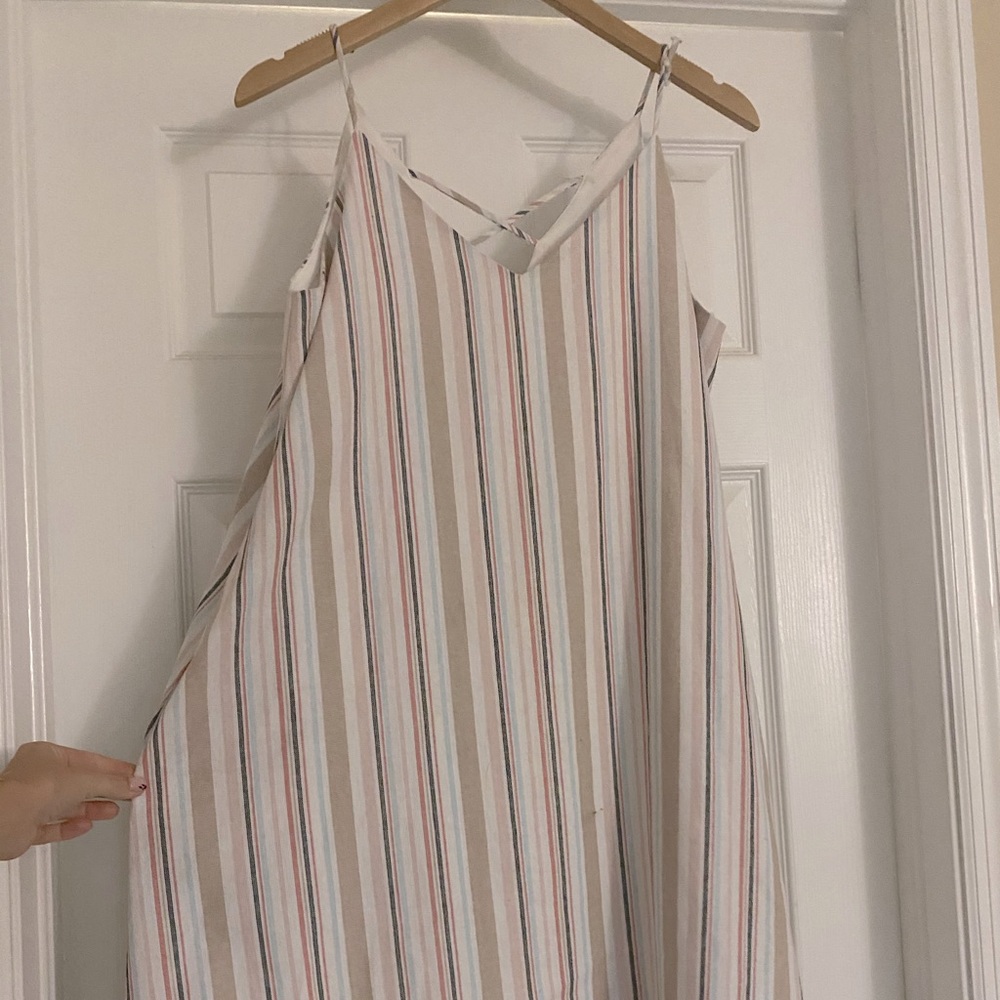 Spaghetti strap, pinstripe dress